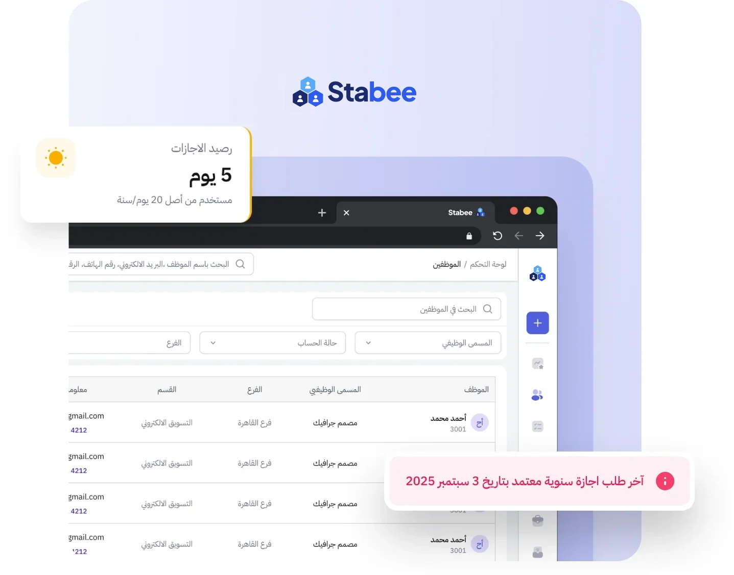 لوحات متابعة الموارد البشرية في Stabee